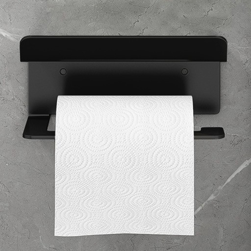 Držiak na toaletný papier S POLIČKOU TELEFÓNU podkrovné WC, čierne, KOVOVÉ kolíčky