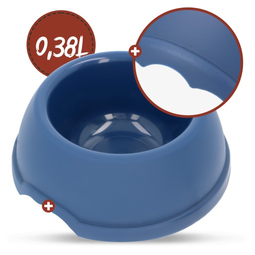Plastová miska pre psov S, 0,38L, námornícka modrá, priem 17 cm,