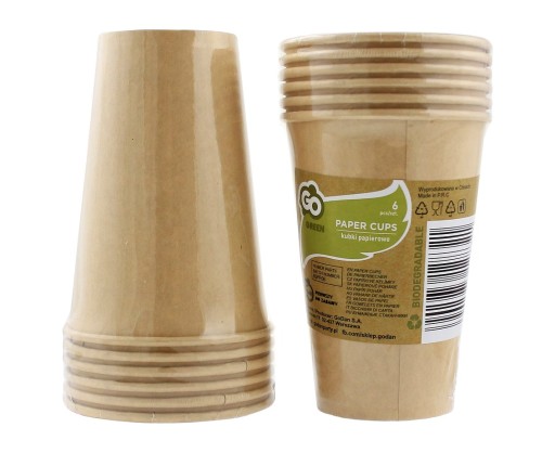 EKO biologicky rozložiteľné papierové poháre 375 ml 6 ks.