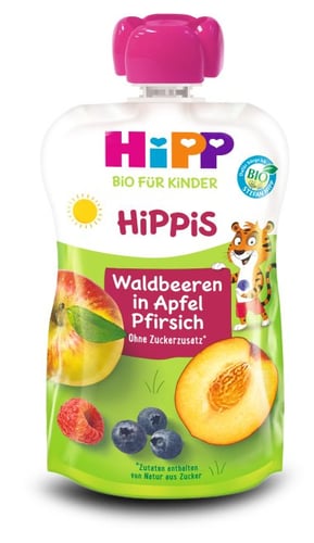 HiPP HiPPiS BIO Čučoriedka Jablko Peach Mousse