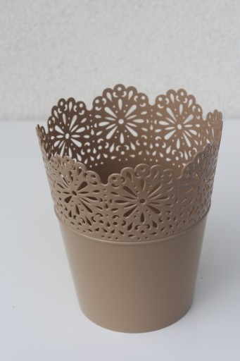 Obal na kvetináč, miska, 145mm, CAPPUCCINO KRAJKA2