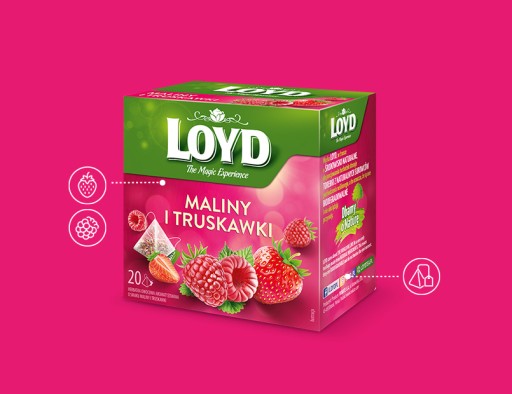 Ovocný čaj Malina a Jahoda so sladkým drievkom 20 T. BIO PYRAMIDKI LOYD
