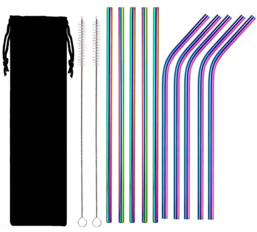 10x KOVOVÉ SLAMKY RAINBOW ECO OPÄTOVNE POUŽITEĽNÉ