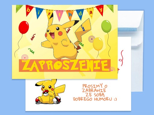 PIKACHU POZVÁNKA NA NARODENINY DIEŤAŤA + OBÁLKA ZDARMA