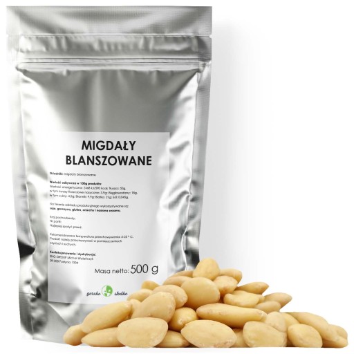 BLANŠOVANÉ MANDLE prírodné celé orechy 500g