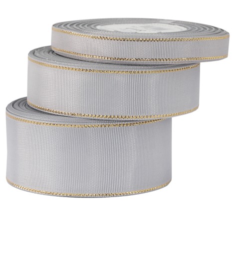 Pevná grogrénová stuha s pruhmi ZLATÉ PRÚŽKY 38mm/18mb 12 farieb na výber