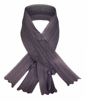 Pevný skrytý zips, tmavá slivka, 25 cm