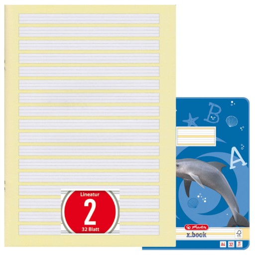A4 32k zošit na učenie písať, úroveň 2, linajkový x.book 80g HERLITZ