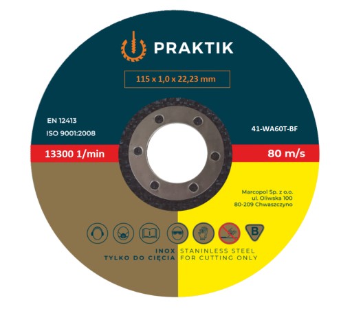 1x INOX KOVOVÉ REZNÉ KOTÚČE 115x1,0x22,23mm
