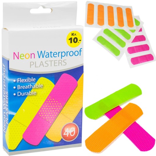 DRESSING PASTENS sada 40 neónových vodotesných náplastí so silikónom