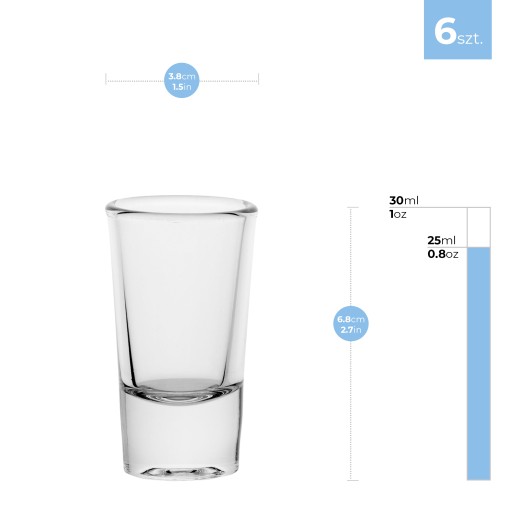 SADA POHÁROV NA VODKU NA PÁLENKY LIHOVINY 6x30 ml HRUBÉ POHÁRKY