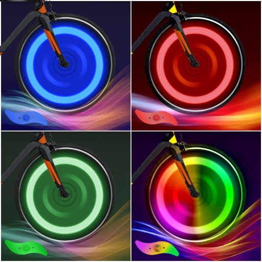 4 x LED SVETLO NA BICYKEL NA KRYT KOLESÁ RGB viacfarebný
