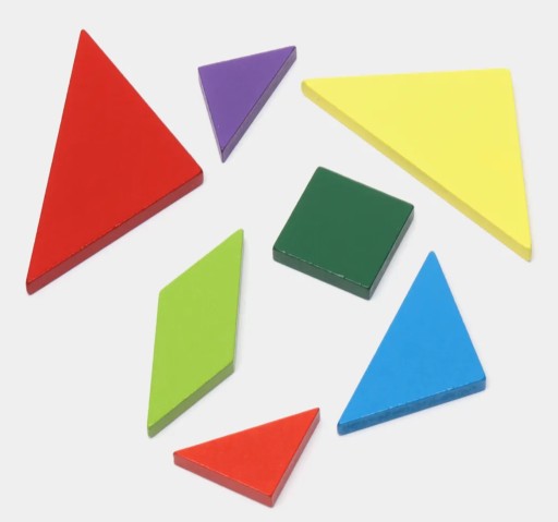 TANGRAMOVÉ MAGNETICKÉ BLOKY DREVENÉ PUZZZLE S LABUŤOU