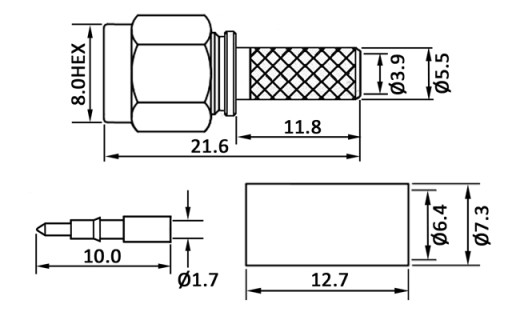 Zástrčka SMA 50 Ohm nalisovaná na kábel H-155