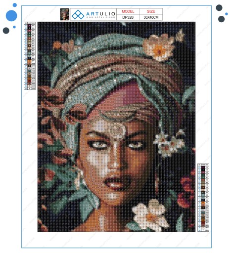 Diamantové vyšívanie pre deti mozaika diamantová maľba žena turban Afrika