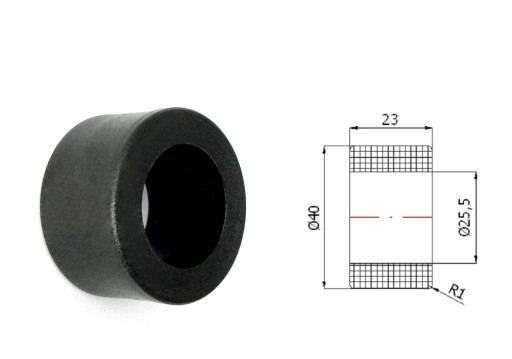 RB Polyamidový valček bez ložísk, priemer 40mm, priemer 25,5