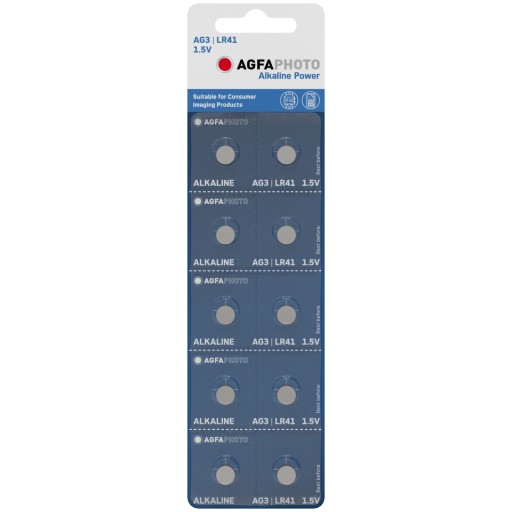 10x GOMBÍKOVÁ BATÉRIA AGFAPHOTO AG3 LR41 1,5V ALK