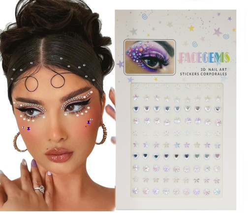 NÁLEPKY KRIŠTÁĽOV FACE ZIRCONIA DIAMANTS 3D MAKEUP EYES
