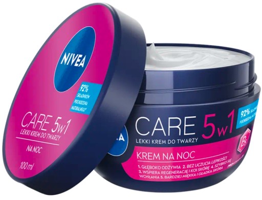 Nivea CARE 5v1 hydratačný ľahký pleťový krém na noc 100 ml