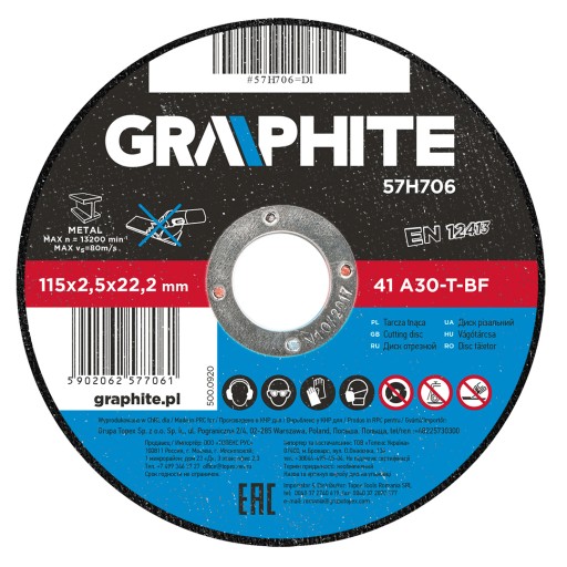 Kovový kotúč 115x2,5x22,2mm GRAPHITE 57H706