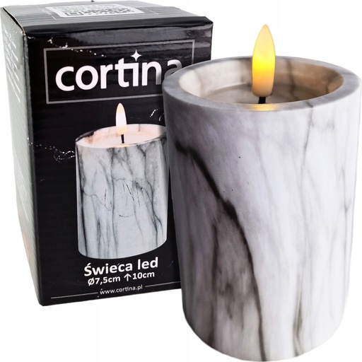 Dekoratívna sviečka na batérie 10 cm, farba Grey Marble, LED až 30 dní