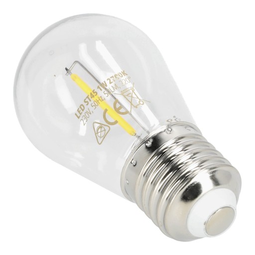 LED žiarovka ST45 1W E27 TEPLÁ farba 2700K 50lm