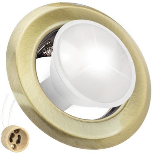 OKRUHOVÁ LED STROPNÁ HALOGÉNOVÁ LAMPA, ZLATÁ KOVOVÁ + ŽIAROVKA GU10