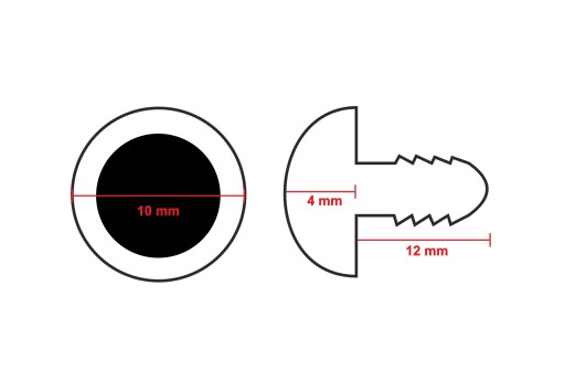 BEZPEČNOSTNÉ OČI ČERVENÉ BEZPEČNOSTNÉ OČI 10mm C7
