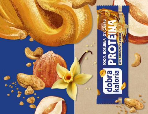 Prírodná proteínová tyčinka bez pridaného cukru, orech, vanilka, dobrá kalória