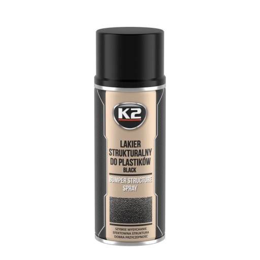 K2 ŠTRUKTURÁLNA FARBA NA PLAST, ČIERNA 400ml
