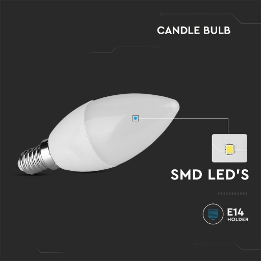 LED žiarovka C35 svetelný zdroj SVIEČKA E14 4,5W 4000K 470lm SMD VT-1855-N