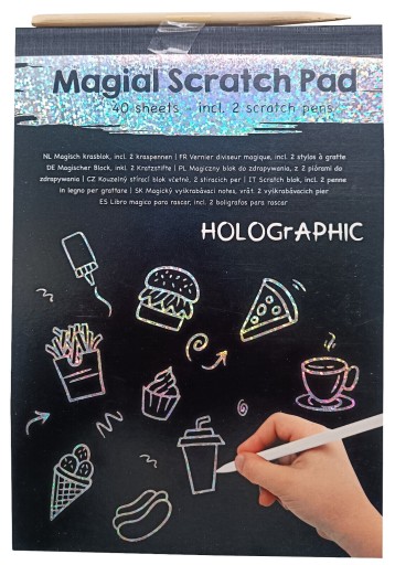 HOLOGRAFICKÉ škrabadlá MAGIC Omaľovánka 40 ARK škrabadlá + ŠTÝLY