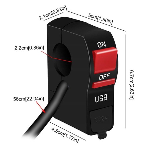 ZAPNÚŤ SVETLO ZAPNUTIE VYPNÚŤ MOTOCYKLOVÝ MOTOR QUAD s USB VSTUPOM