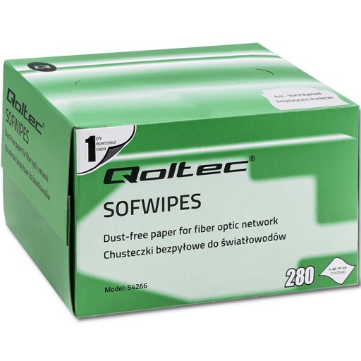 Qoltec Wipes Bezprašné utierky na optické vlákna 280 kusov 110x210mm