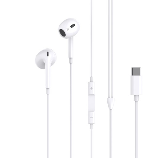 XO klasické káblové slúchadlá do uší EP74 USB-C, biele, odolné