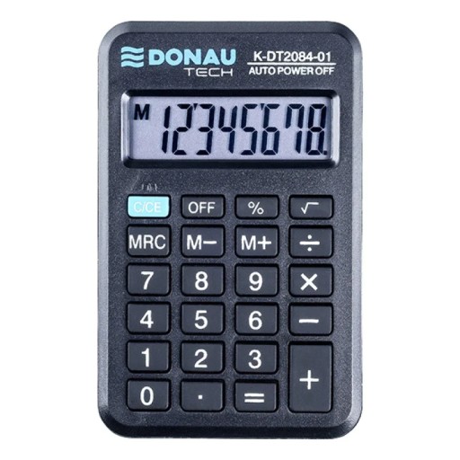 Donau tech vrecková kalkulačka, 8-miestne. displej, rozmery 97x62x11 mm, cca