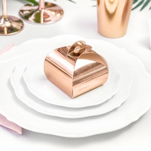 Zrkadlové darčekové krabičky Rosegold, 10 ks