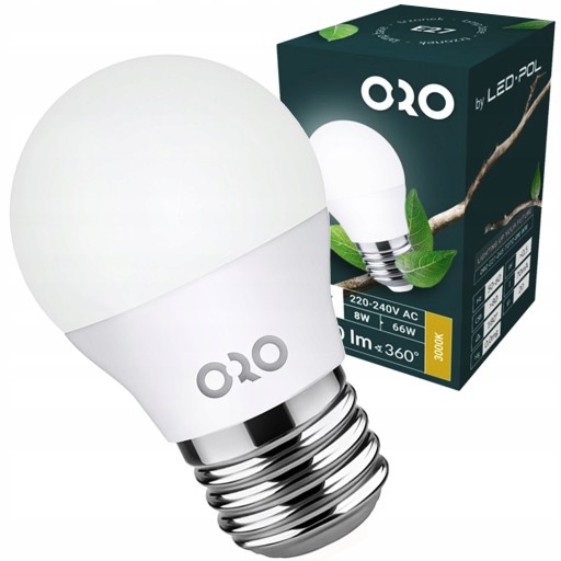 LED žiarovka svetelný zdroj BASE E27 G45 TOTO 8W-WW 900lm 3000K ORO