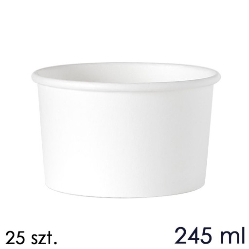 Biele misky na zmrzlinu - kapacita 245 ml - 25 ks