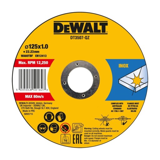 DeWalt rezací kotúč 125x1x22,2 mm - 1 ks.