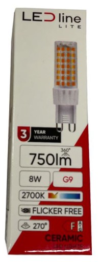 G9 LED žiarovka 8W 750lm teplá 2700K MEGA VÝKONNÁ LL
