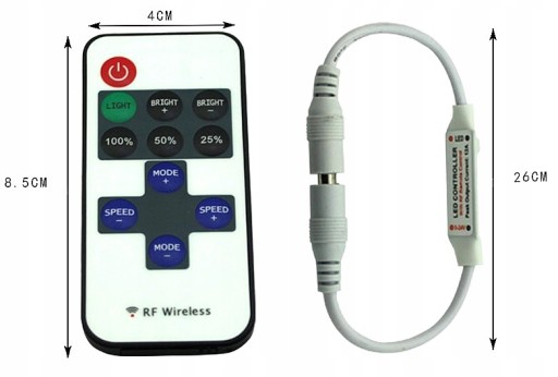 STMÍVAČ LED pásik 6A 5V 12V 24V Rádiový diaľkový ovládač