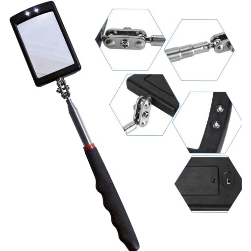 TELESKOPICKÉ KONTROLNÉ ZRKADLO NA KĹBE, OSVETLENIE 88CM LED