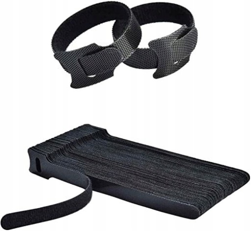 VELCRO BAND organizér na káble 210x12mm Strong Black TIES 10 kusov
