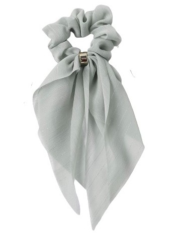 Šál do vlasov, zamat, lesklá gumička, elegantná mätová