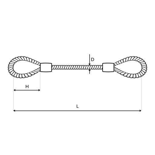 Oceľové lano s očkami Očká 2mm 250cm 2,5m