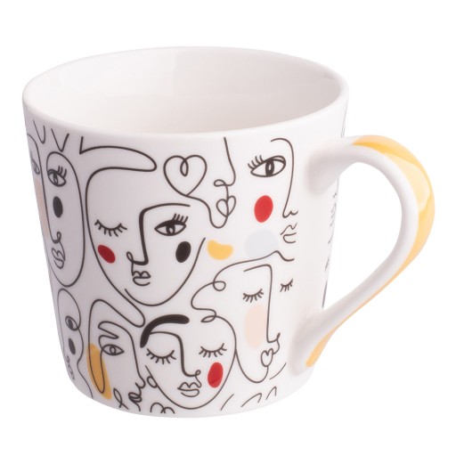 PORCELÁNOVÝ HRNČEK FACES Hrnček na kávu, kakao, 350ml