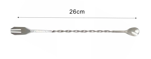 BARTMANSKÁ LYŽICA s VIDLIČKOU - nerezová - ŠPIRÁLOVÁ RÚČKA - 26 cm