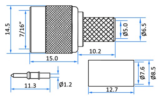 Zástrčka TNC 75 Ohm nalisovaná na kábel RG-6