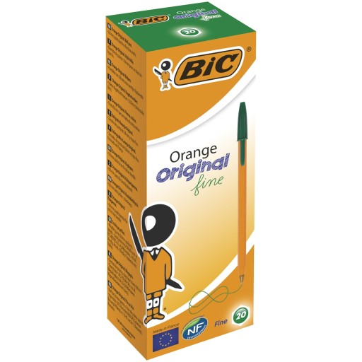 Oranžové pero Bic, zelené